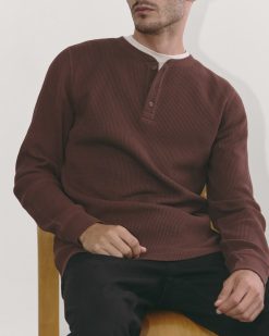 Alternative view of The Waffle Long-Sleeve Henley | Dark Mahogany