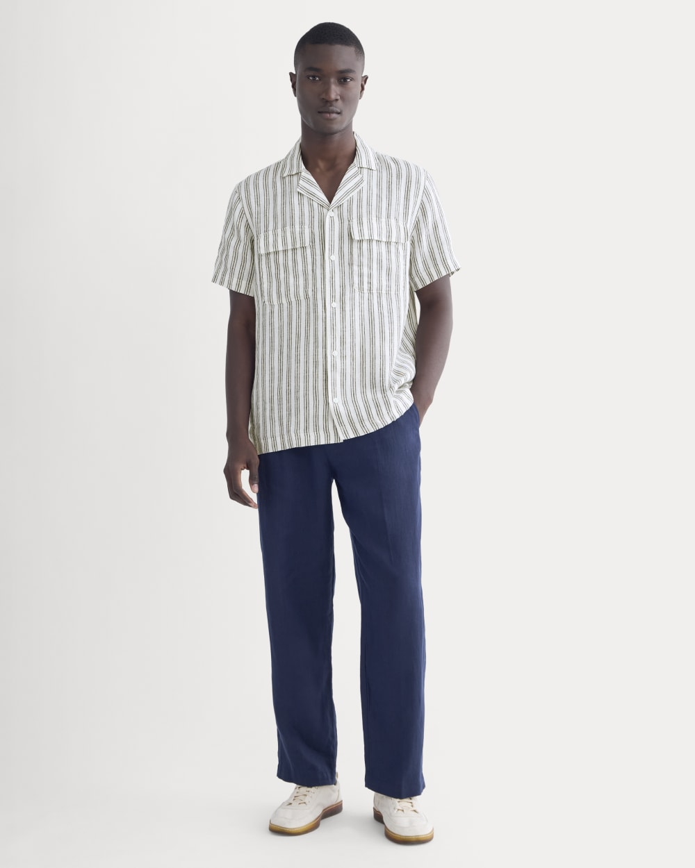 The Resort Shirt in Linen | Bone / Black - Image 3