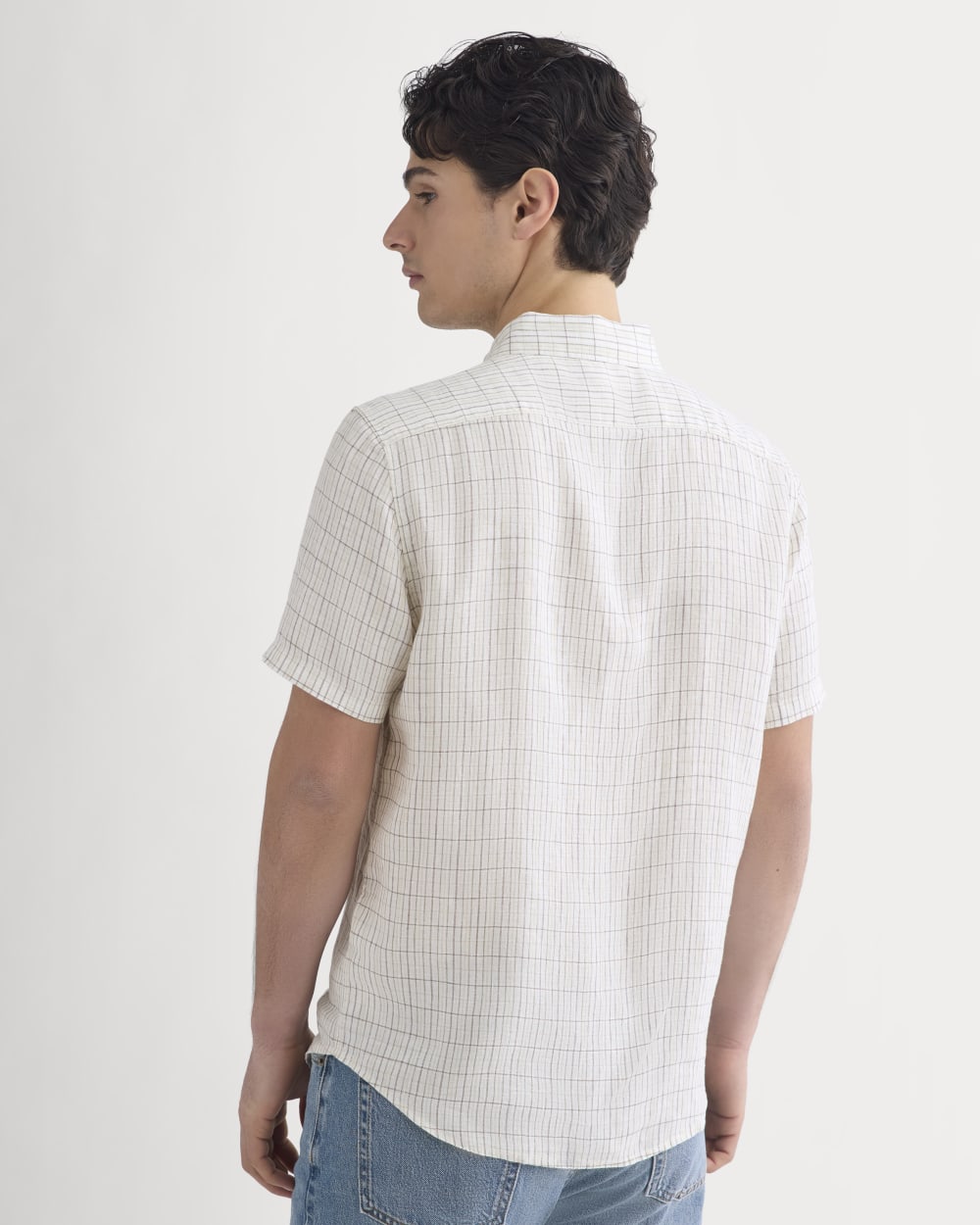 The Classic Short-Sleeve Shirt in Linen | Bone Plaid - Image 6