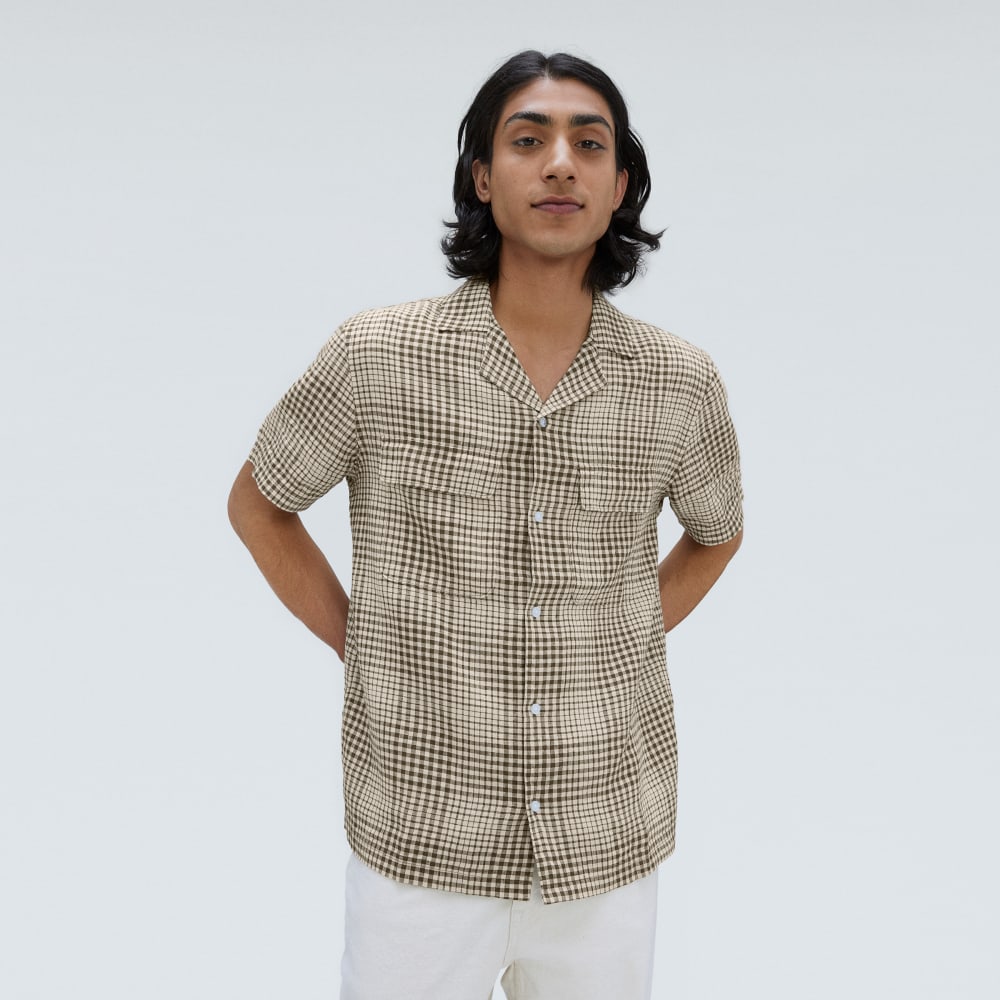 The Resort Shirt in Linen | Beech / Parchment Grid - Image 5
