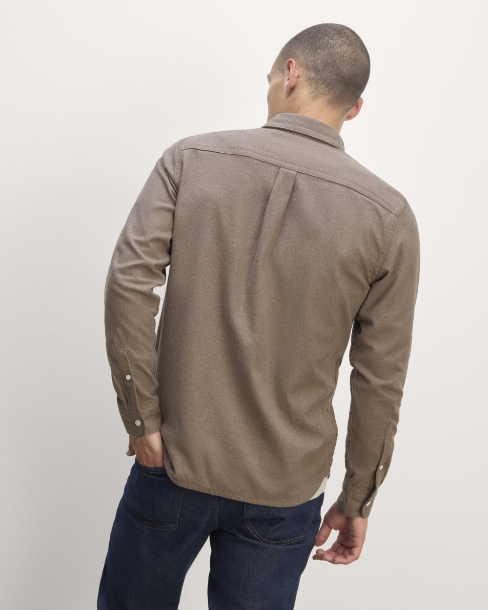 The Brushed Flannel Shirt | Taupe Melange - Image 6