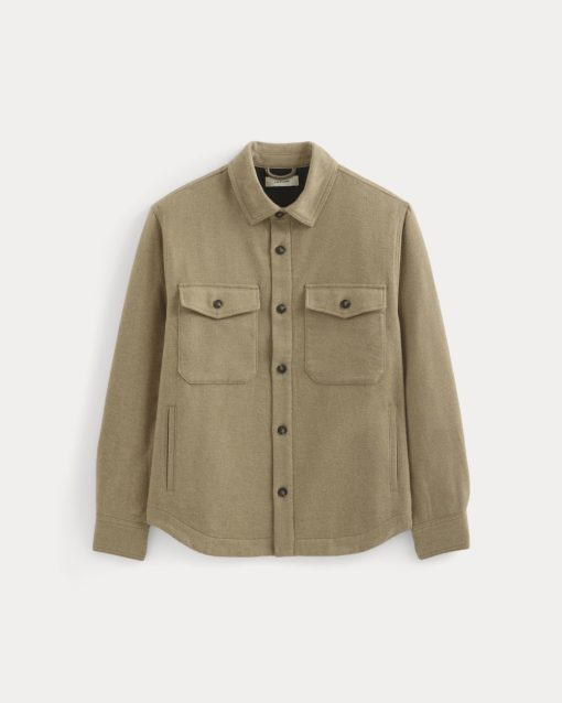 Alternative view of Heavyweight Waffle Twill Overshirt | Dark Heathered Camel