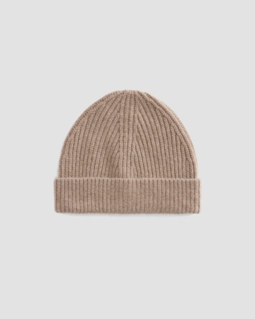 The Cashmere Fine Rib Beanie | Heathered Woodsmoke