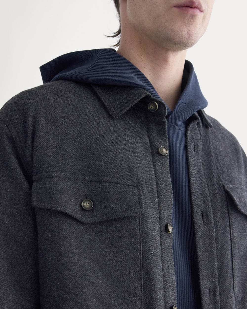 Heavyweight Waffle Twill Overshirt | Heather Charcoal - Image 4