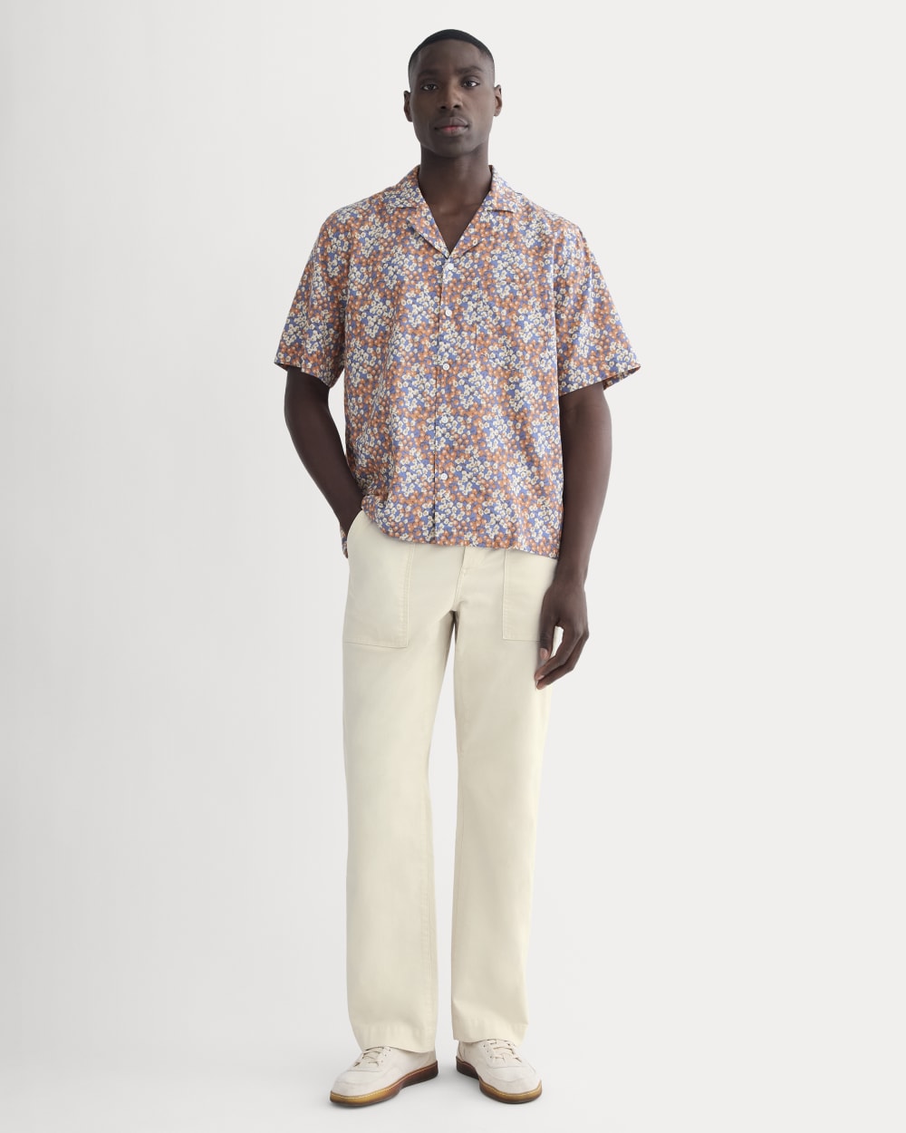 The Textured Resort Shirt | Soft Cobalt Floral - Image 3