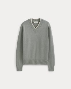 Alternative view of Relaxed V-Neck Sweater in Everyday Cotton | Heathered Lilypad