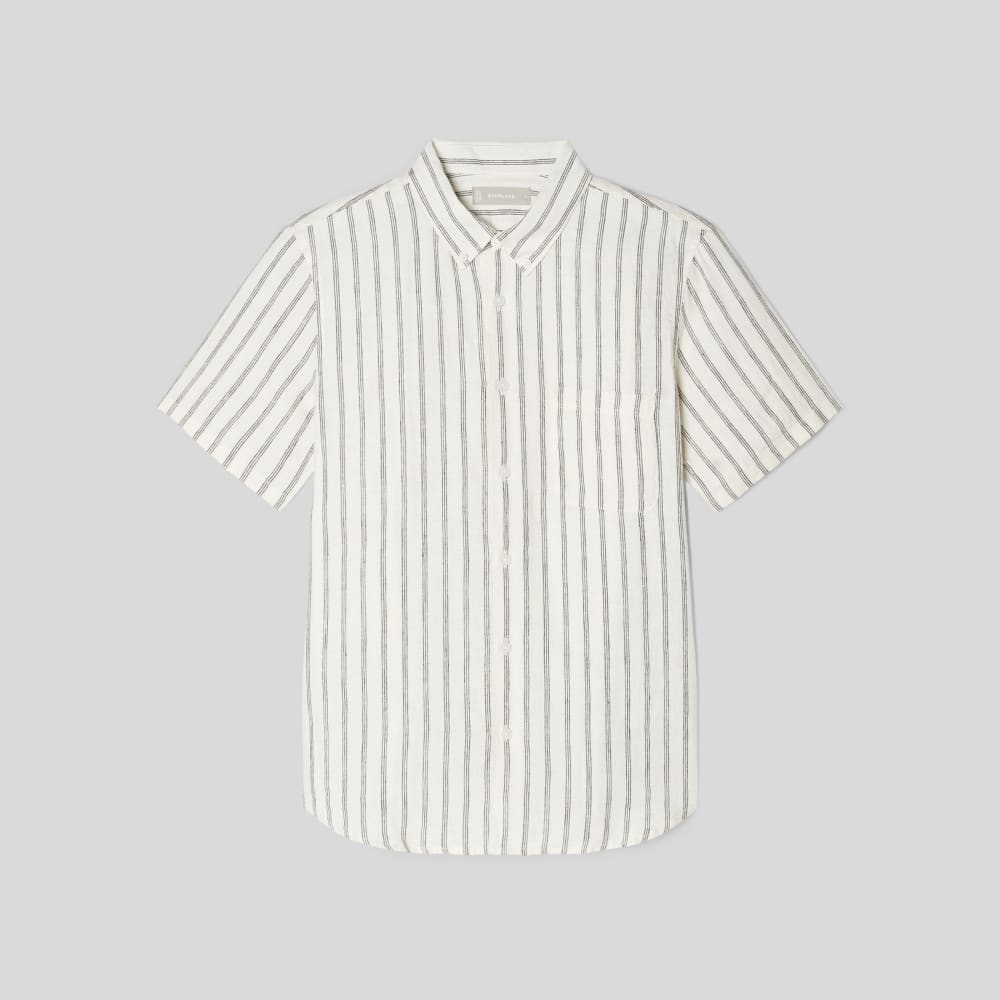 The Classic Short-Sleeve Shirt in Linen | Black / Canvas Tan - Image 2