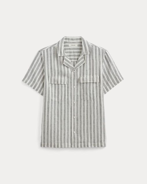 Alternative view of The Resort Shirt in Linen | Bone / Black