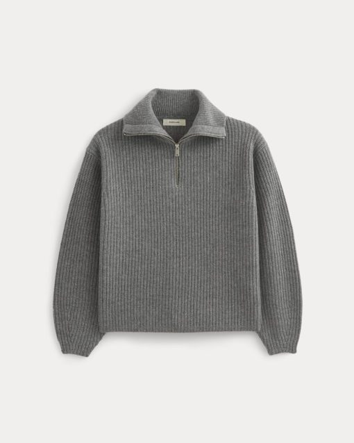Alternative view of The Half-Zip Sweater in Luxe Merino | Heathered Mid-Grey