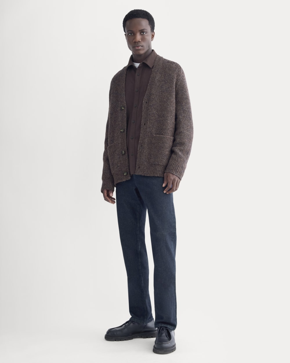 The Cloud Relaxed Cardigan | Heathered Burgundy - Image 3