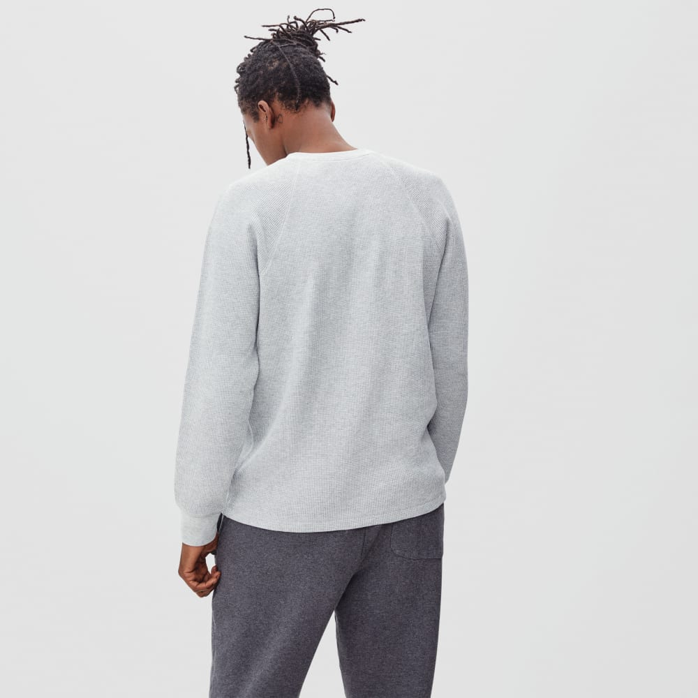 The Waffle Long-Sleeve Henley Tee | Heathered Light Grey - Image 3