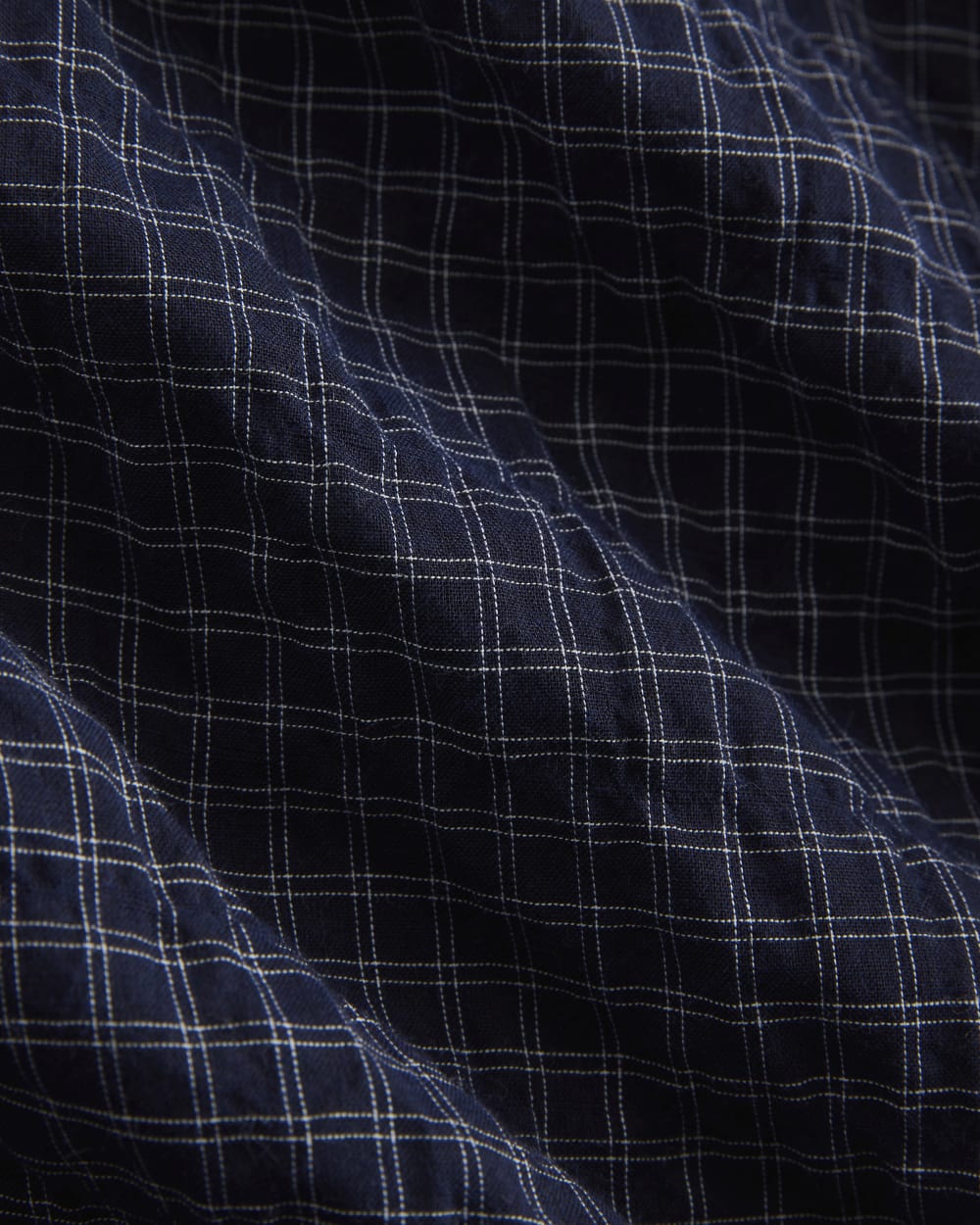 Textured Voile Button-Up Shirt | Navy Plaid - Image 6