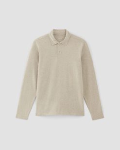 Alternative view of The Premium Weight Long-Sleeve Polo | Heather Oatmeal