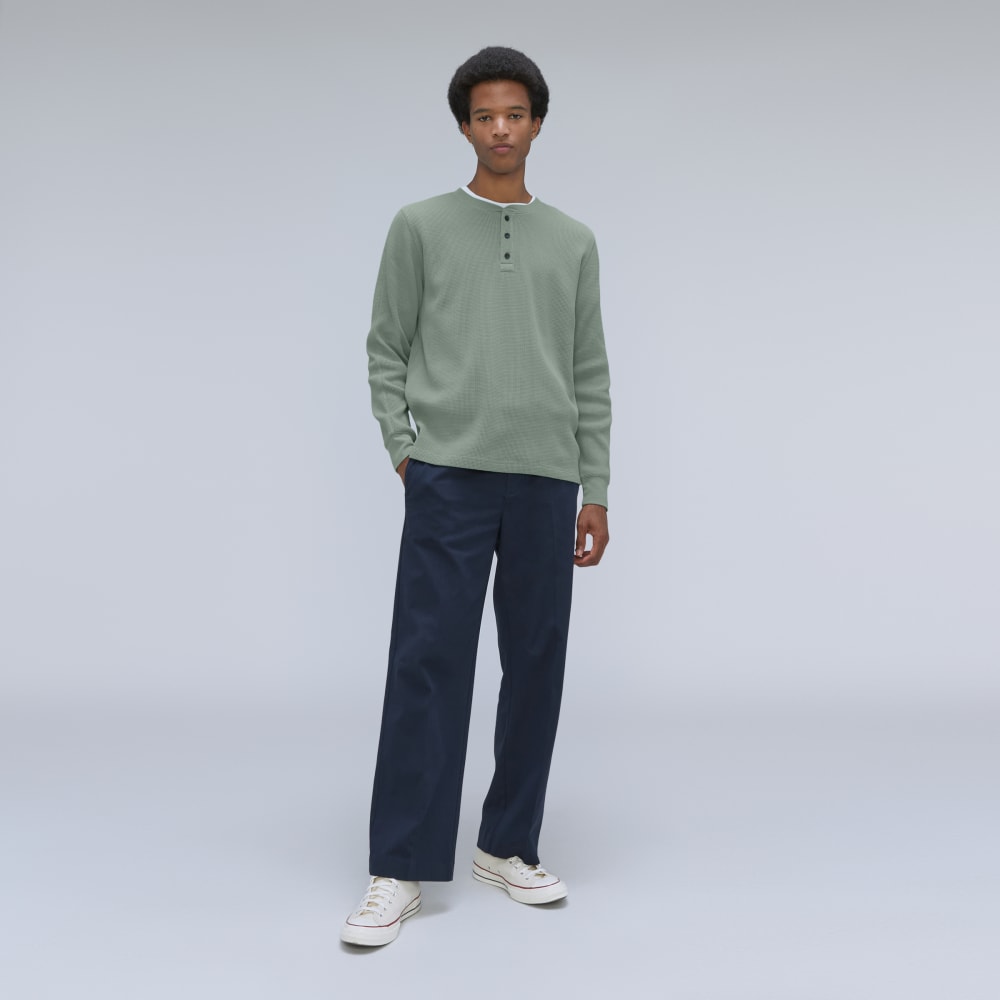 The Waffle Long-Sleeve Henley Tee | Lily Pad - Image 6