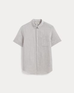 Alternative view of The Classic Short-Sleeve Shirt in Linen | Stone / White
