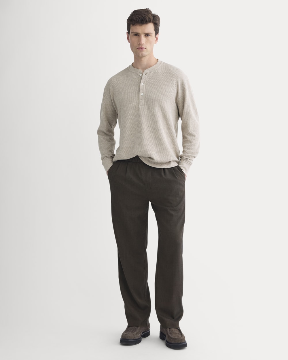 Thermal Henley in Cozy Waffle | Heathered Oatmeal - Image 3