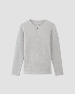 Alternative view of The Waffle Long-Sleeve Henley | Light Grey Donegal
