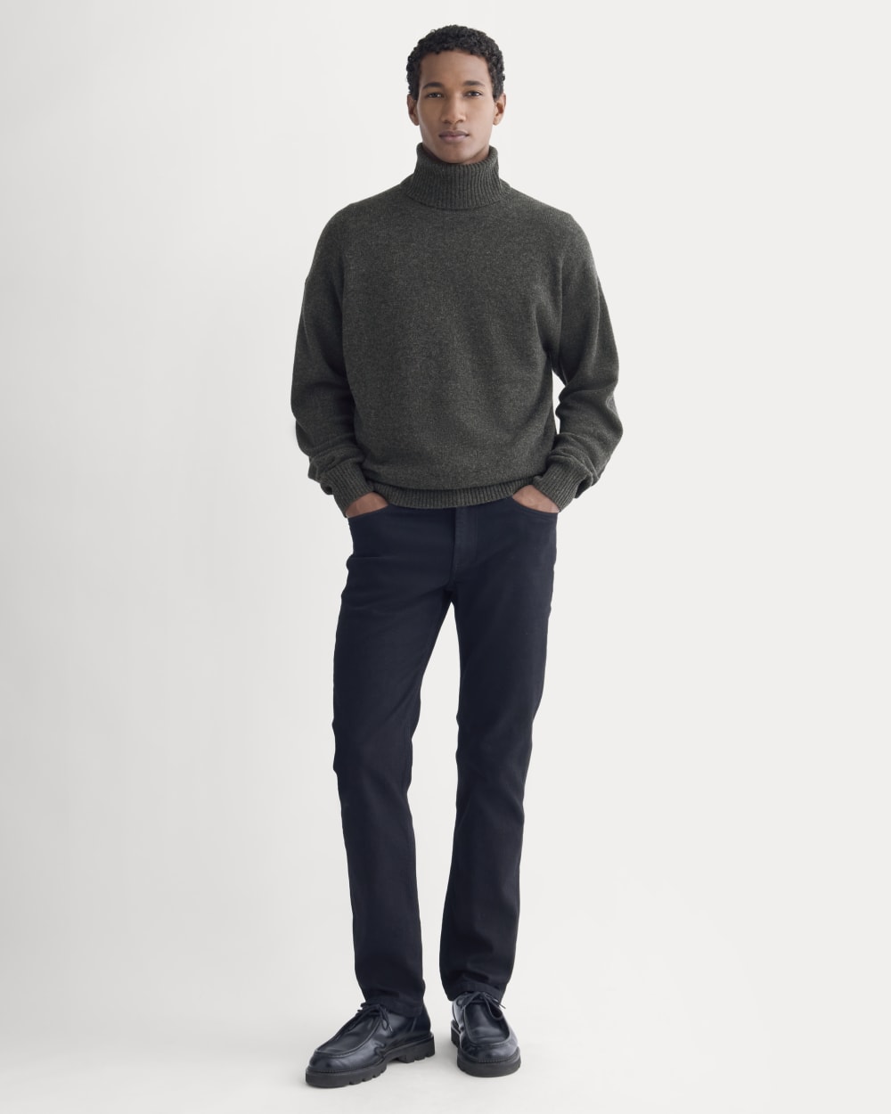 Luxe Merino Relaxed Turtleneck | Heathered Black - Image 3