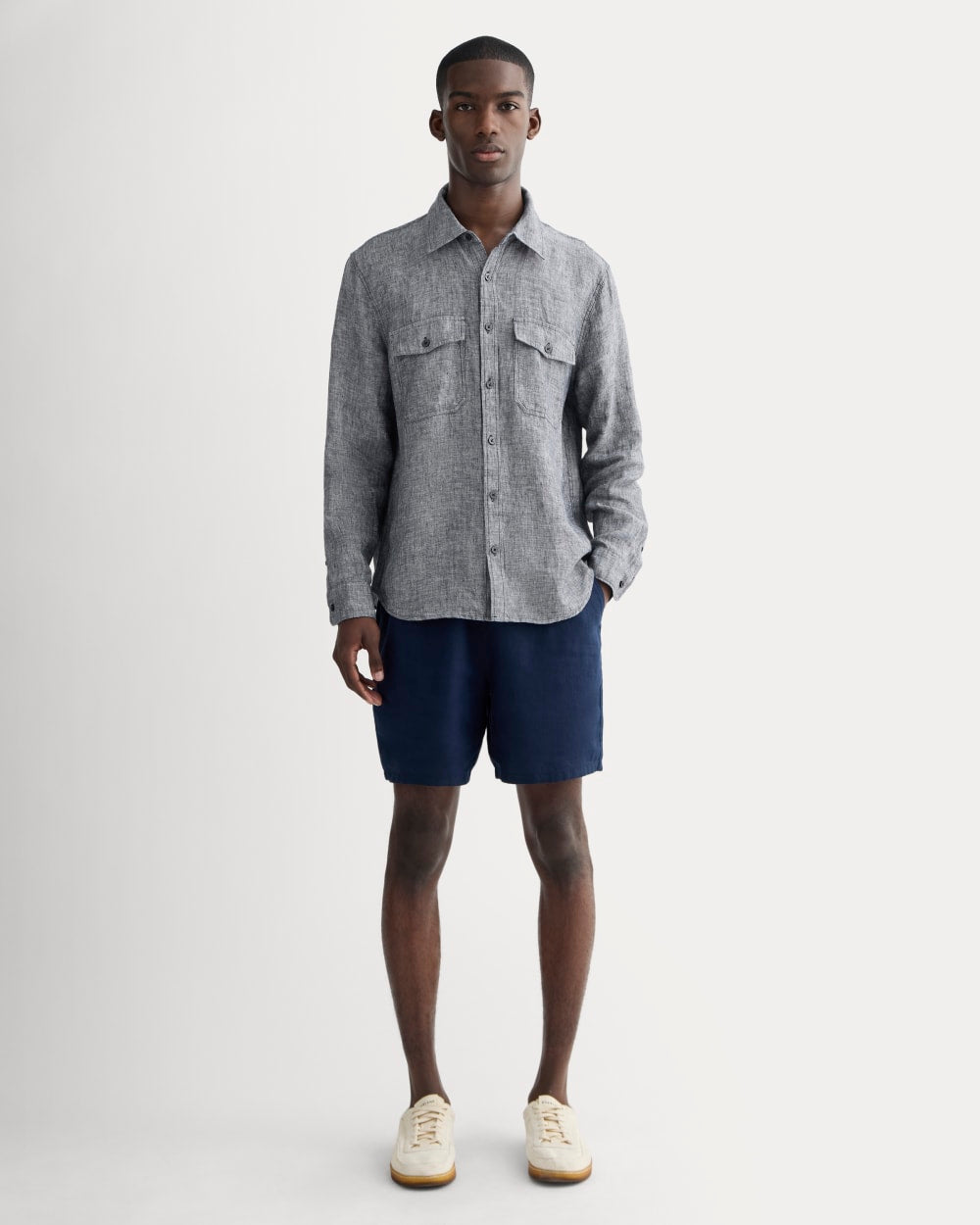 The Linen Utility Shirt | Navy Chambray - Image 3