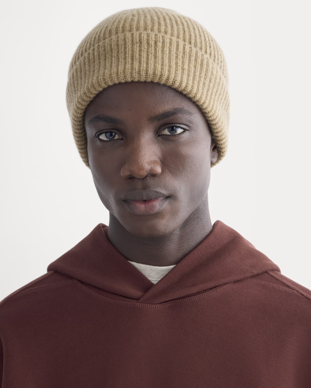 The Cashmere Ribbed Beanie | Dark Heathered Camel - Image 2