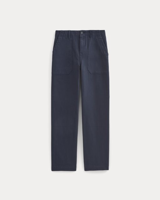 Alternative view of Relaxed Herringbone Fatigue Pants | Deep Navy