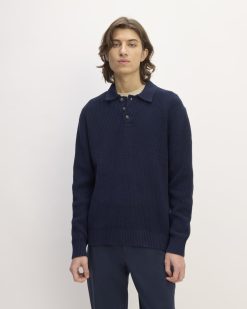 The Cotton Chunky Rib Polo | Navy
